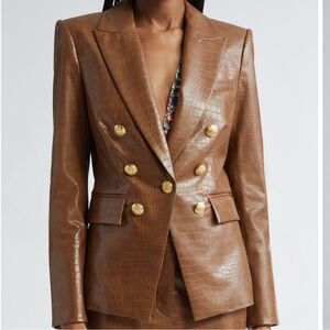 Veronica Beard Lawrence Croc Embossed Faux Leather Jacket